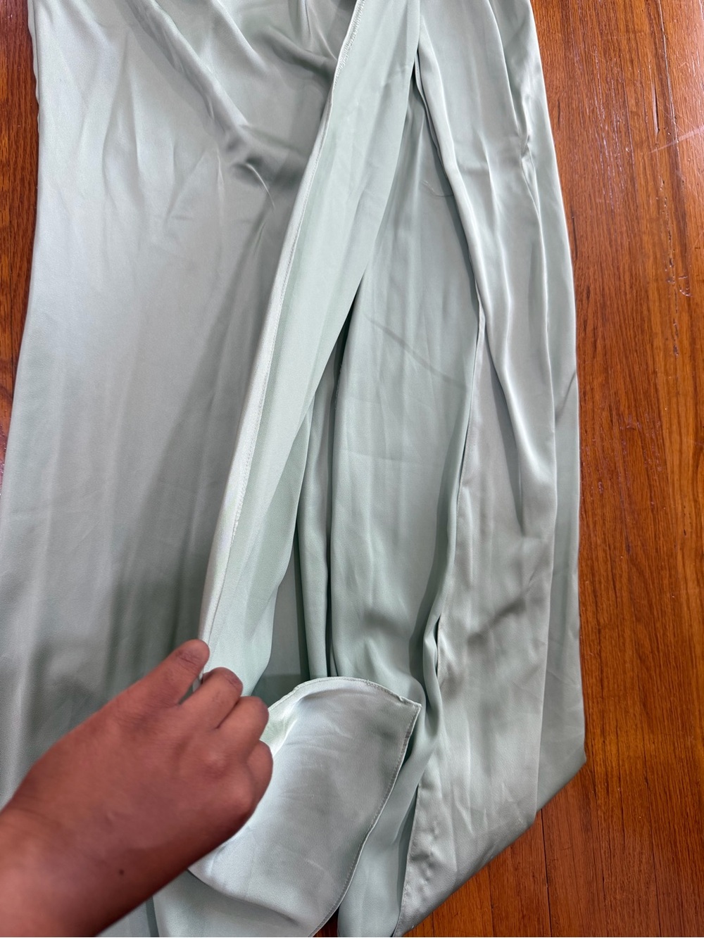 Azazie Sage green , Satin Square-Neck Green Evening Gown - Picture 9 of 10